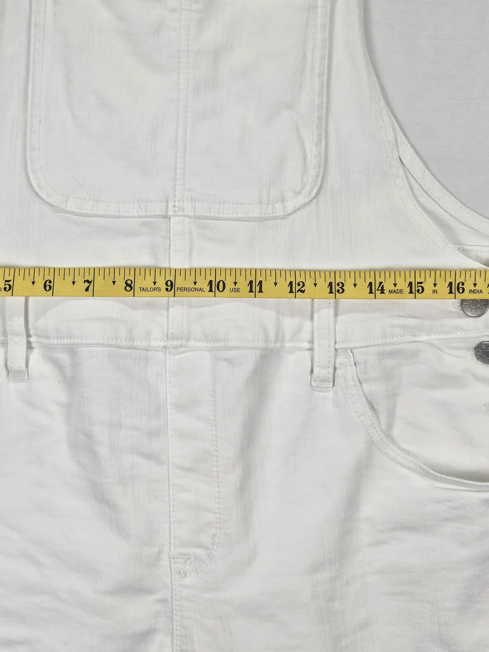 J. Crew White Denim Short Overalls Womens Sz L Raw Hem Bib Shorts White